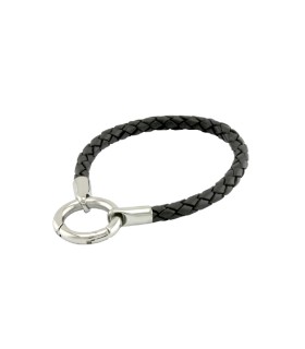 Mi Moneda leather steel black bracelet - BRA-04-30-19