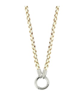 Mi Moneda leather steel white 60 necklace - NEC-04-13-60