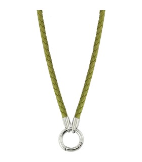 Mi Moneda leather steel green 80 necklace - NEC-04-11-80