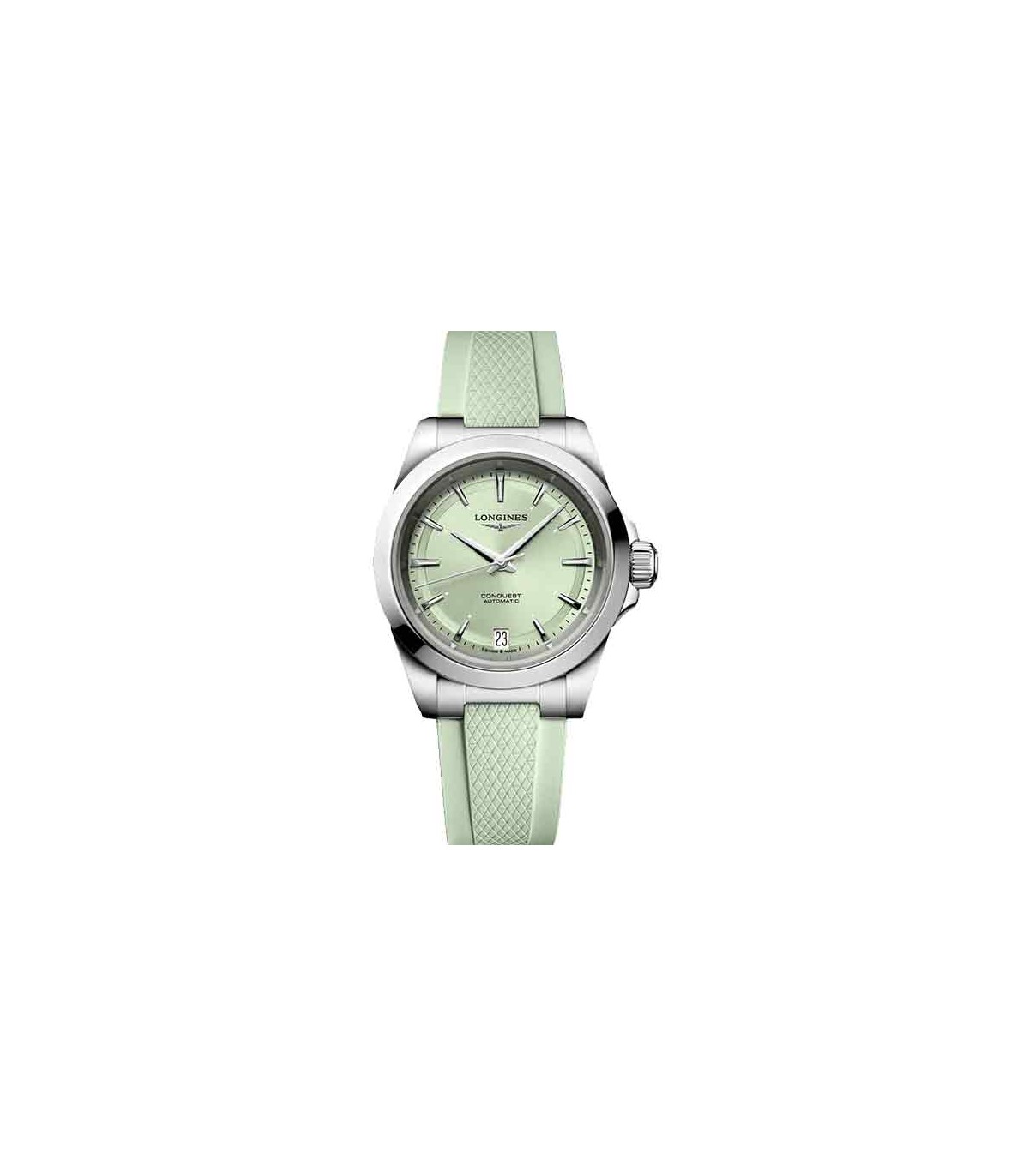 Longines Conquest light green automatic watch 34mm L3.430.4.02.9