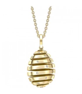 Fabergé Essence Yellow Gold Diamond Set Spiral Egg Pendant - 2581