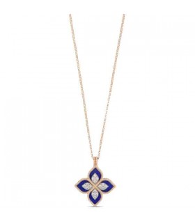 Roberto Coin Princess Flower Lapis and Diamonds pendant - ADV888CL1837